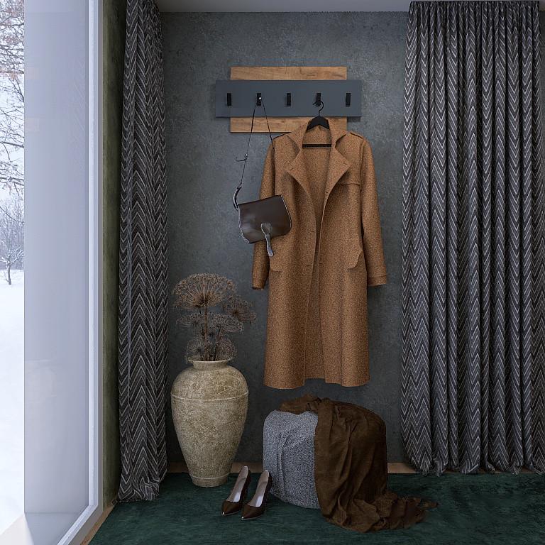 Вешалка на стену Эверест Нордик-800 800х60х360 мм Дуб крафт золотой/графитовый (EVR-20629)