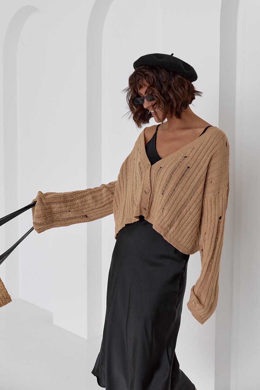 Кардиган жіночий у стилі гранж S Кавовий (11643837) - фото 5 Кардиган жіночий у стилі гранж S Кавовий (11643837) - фото 5