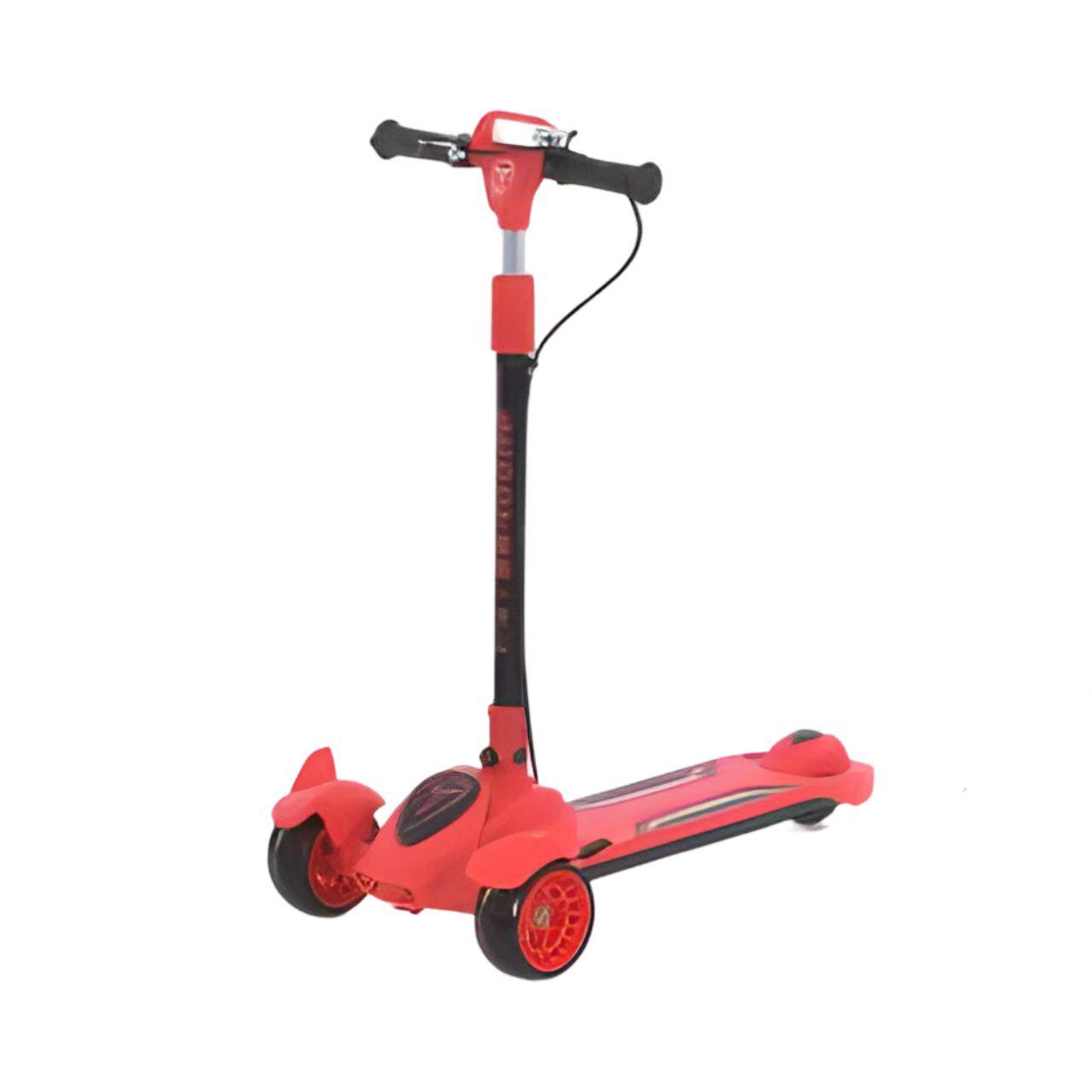 Самокат JR 3-115 3 колеса ручне гальмо/музична підніжка/бампер зі світлом Червоний (25283408)
