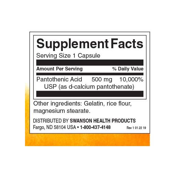 ᐉ Пантотеновая кислота Swanson Pantothenic Acid 500 мг 250 капс ...