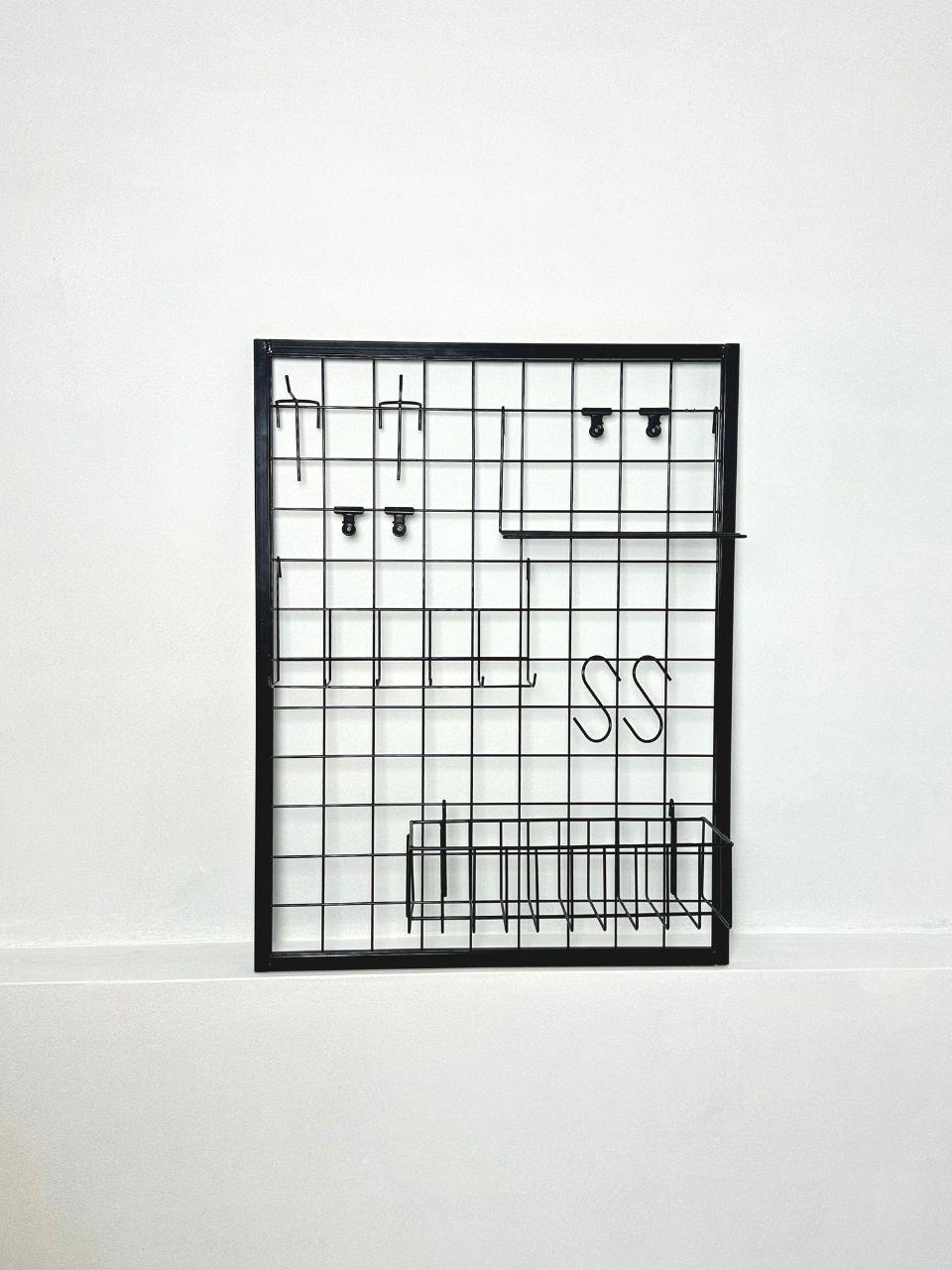 Органайзер на стену в рамке металлический для инструментов кабелей документов 60x45 см Черный (88352м)