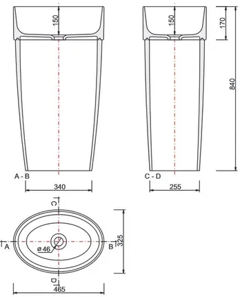 Умивальник Besco Uniqa Glam 32х46х84 см Графітовий (UMDUWGG) - фото 3 Умивальник Besco Uniqa Glam 32х46х84 см Графітовий (UMDUWGG) - фото 3
