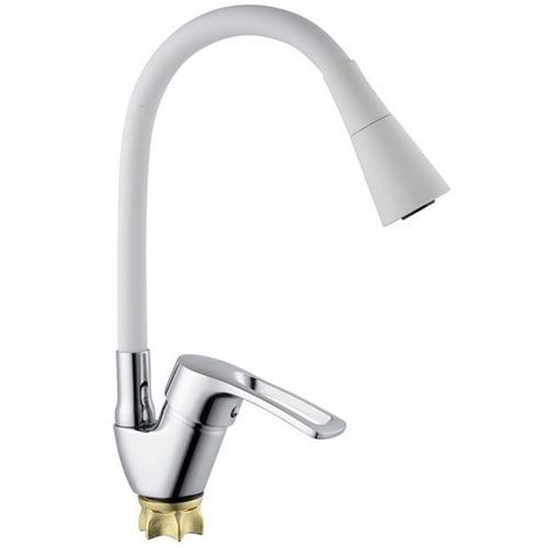 Смеситель для кухни Champion Yub 011-181 MI6423 с гибким изливом Белый (237589)