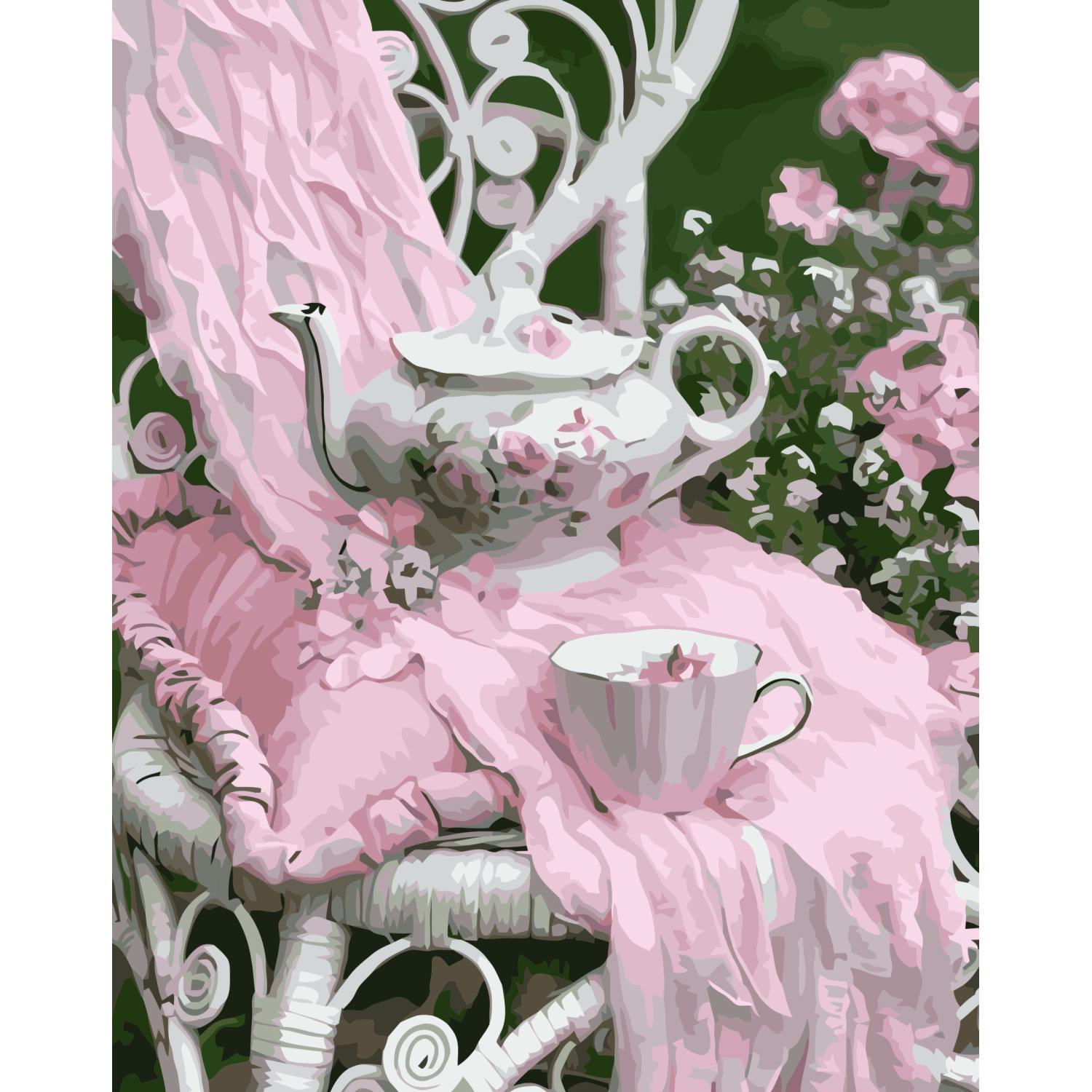 Картина по номерам Strateg Премиум Весенний сервиз 2 с лаком 40х50 см (VA-3357)