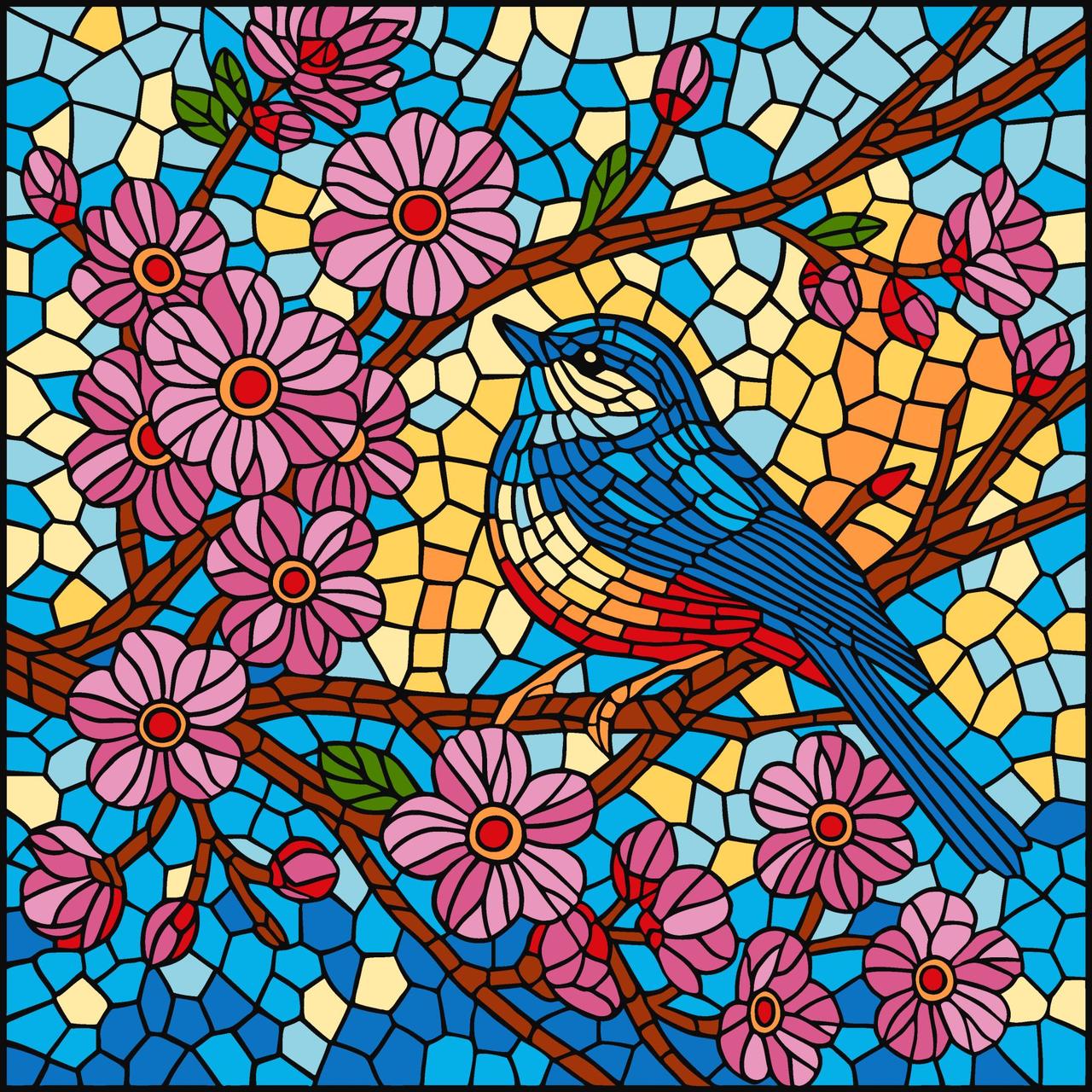 Картина за номерами Ideyka Вітраж Синиця 30х30 см (2824290281)