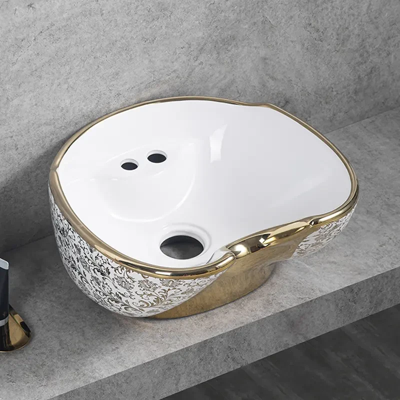 Раковина к парикмахерской мойке ДенІС professional Лилия Белая 013 керамическая Золотой (1520593193) - фото 3 Раковина к парикмахерской мойке ДенІС professional Лилия Белая 013 керамическая Золотой (1520593193) - фото 3