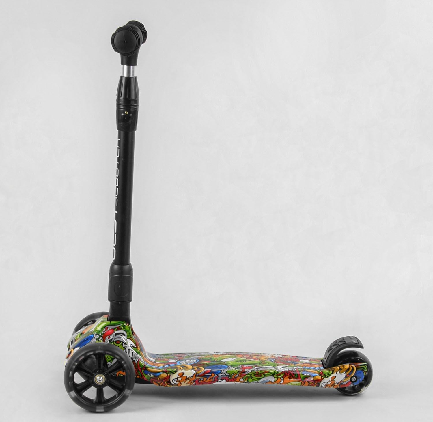 Самокат детский Best Scooter 46-009 MAXI складной алюминиевый руль 3 PU колеса с подсветкой Зеленый (17663759)