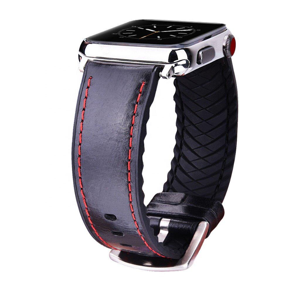 Мужской кожаный ремешок для Apple Watch 42-44 мм Черный