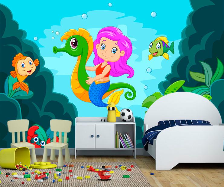 Фотообои 3D для детской комнаты Русалочка