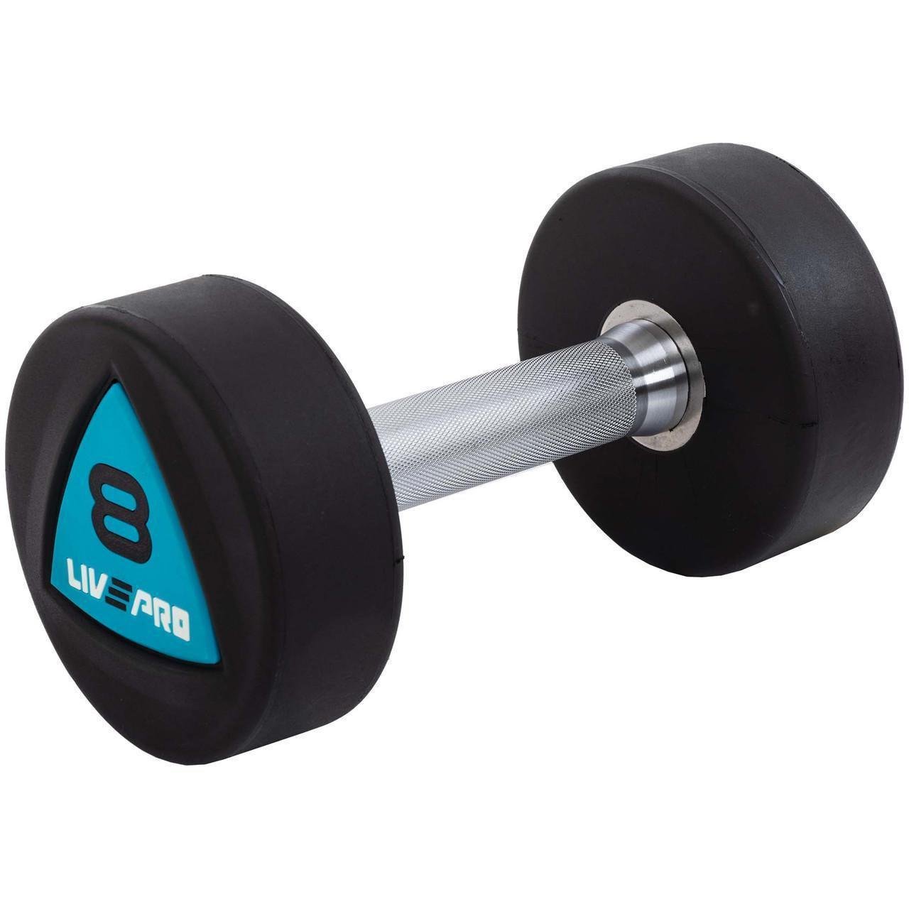 Гантели цельные LiveUp LP8002-8 с полиуретановым покрытием 2 шт./8 кг. Черно-синий (24943123)