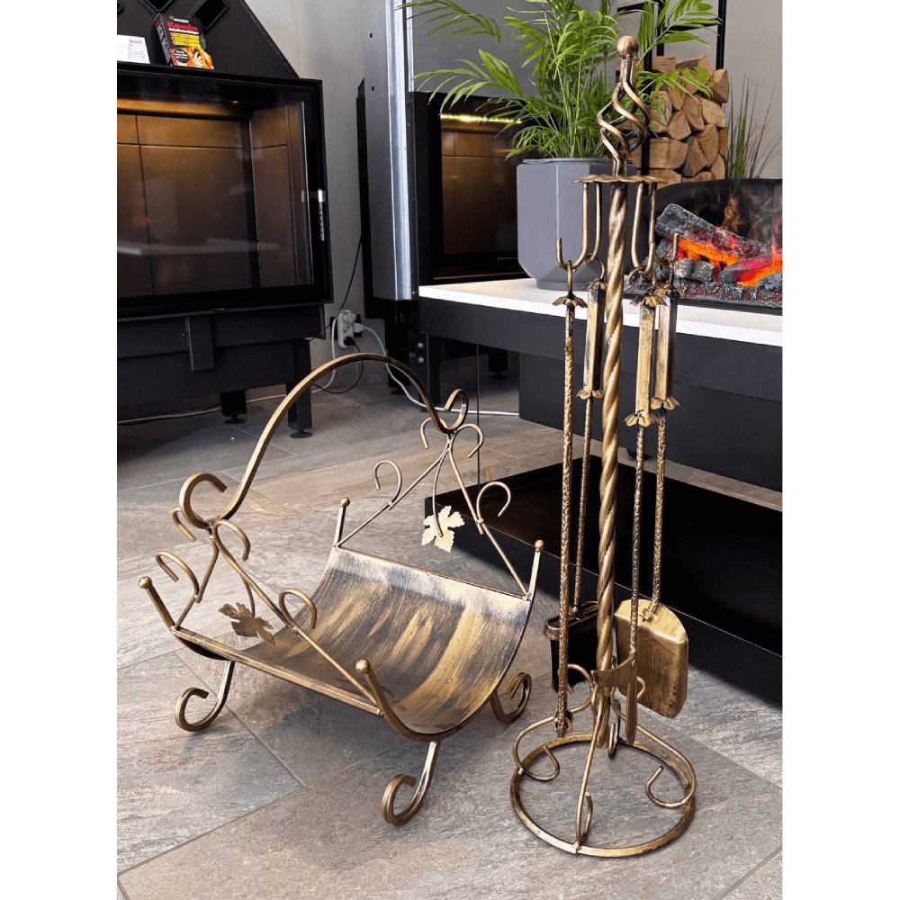 Кований набір з дровницею Бронзовий (28157428) - фото 3 Кований набір з дровницею Бронзовий (28157428) - фото 3