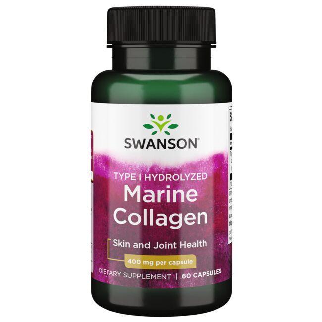Коллаген Swanson Type I Hydrolyzed Marine Collagen 400 мг 60 Caps