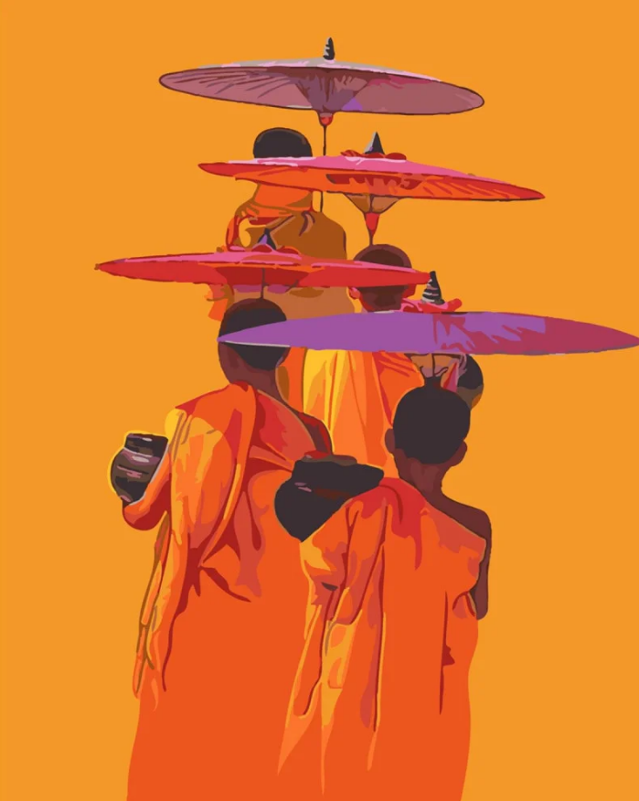 Картина по номерам Strateg Тибетские монахи 40x50 см (SY6284)