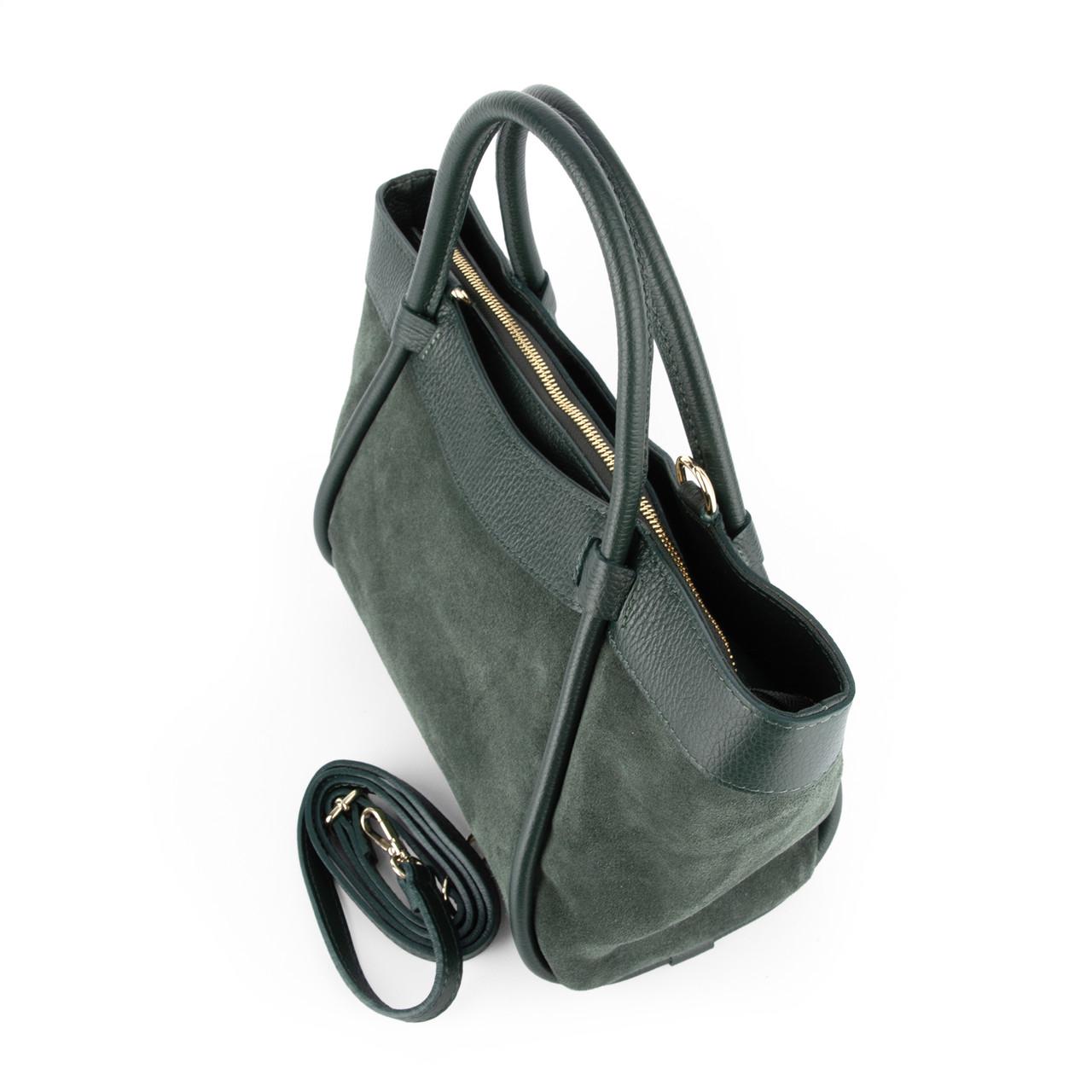 Сумка женская Virginia Conti замшевая с 2 ручками Темно-зеленый (04027) - фото 3 Сумка женская Virginia Conti замшевая с 2 ручками Темно-зеленый (04027) - фото 3