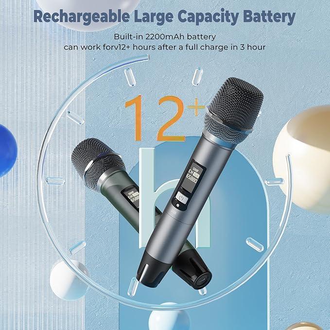 Мікрофони бездротові HW для караоке з приймачем що перезаряджається - фото 5 Мікрофони бездротові HW для караоке з приймачем що перезаряджається - фото 5