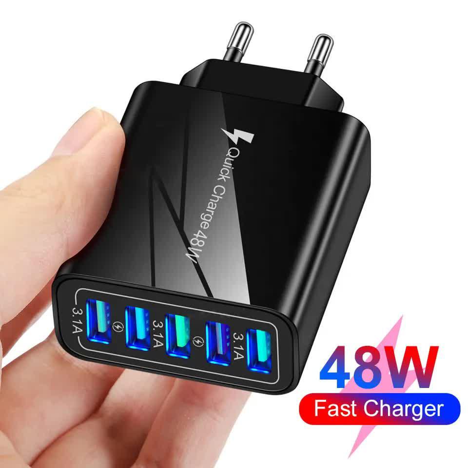 Устройство сетевое зарядное VHG A501-2 QC30 5USB Phone Fast Charger Black - фото 8