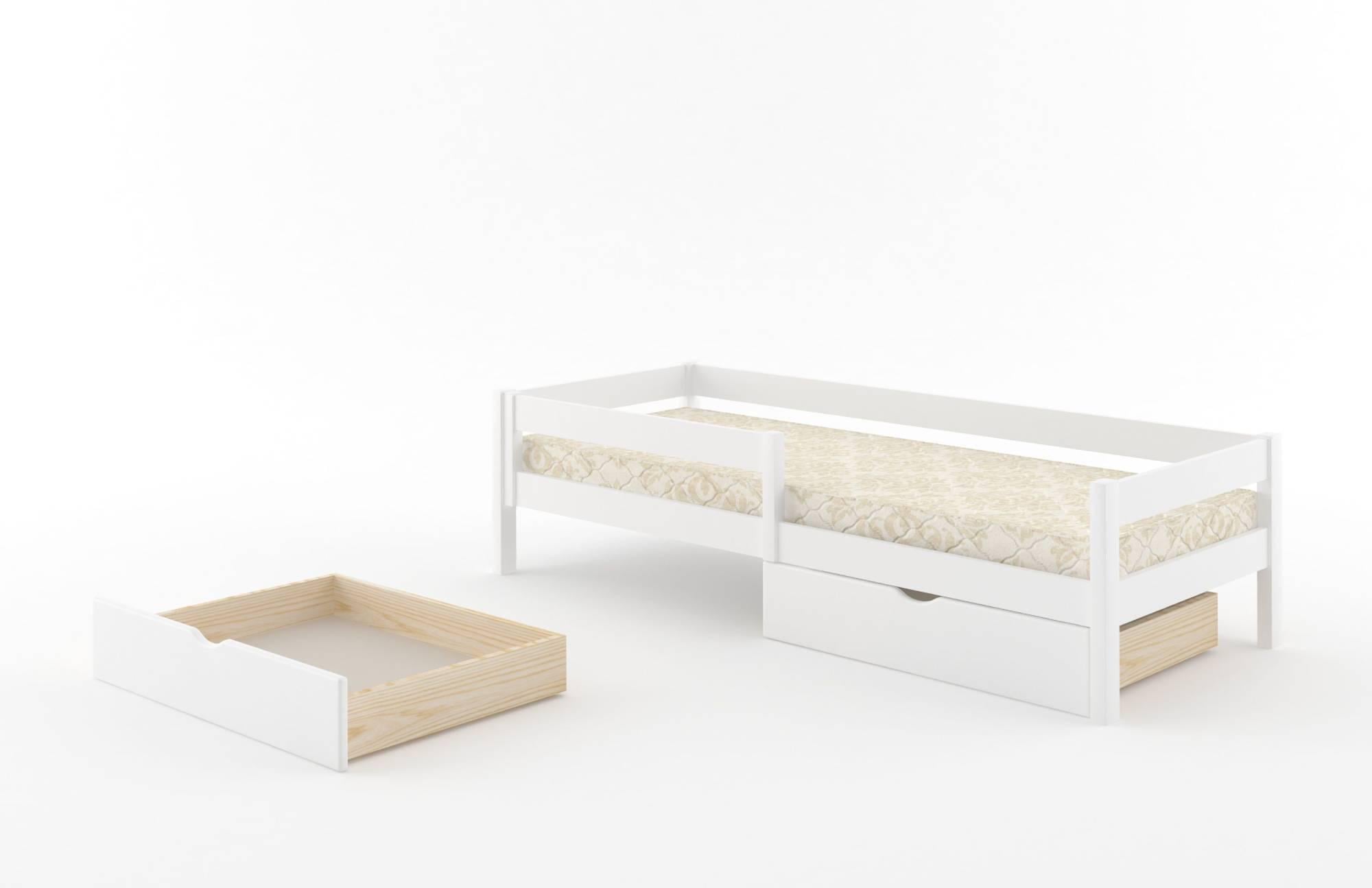 Кровать детская деревянная Mebigrand Атланта Литл бортики/ящики 80x190 см RAL9003 Белый (MBG-2692)