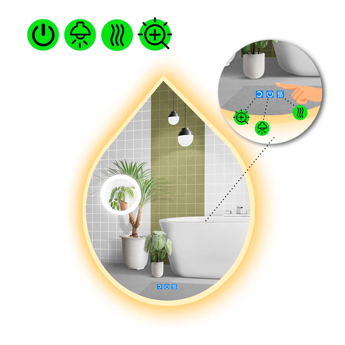 Зеркало с LED подсветкой Goccia 3 с тремя сенсорами 60x50 см (8737288)