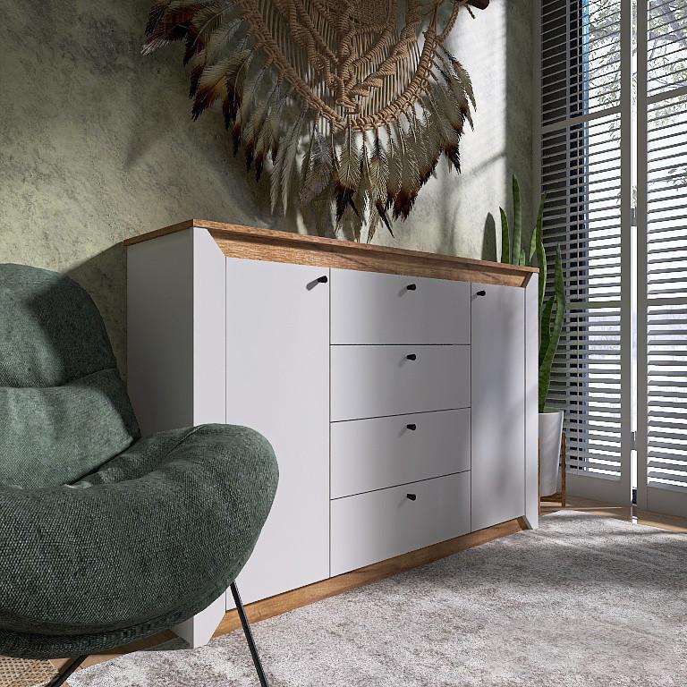 Комод Еверест Нордик-140 140х37,8х954 см Дуб крафт золотой/Белый (EVR-20636)