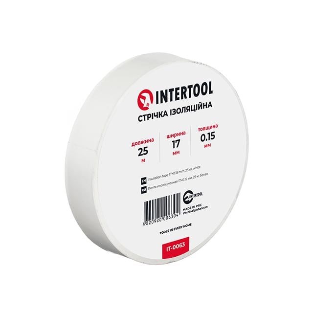Стрічка ізоляційна Intertool 0,15х17 мм 25 м Білий (IT-0063)