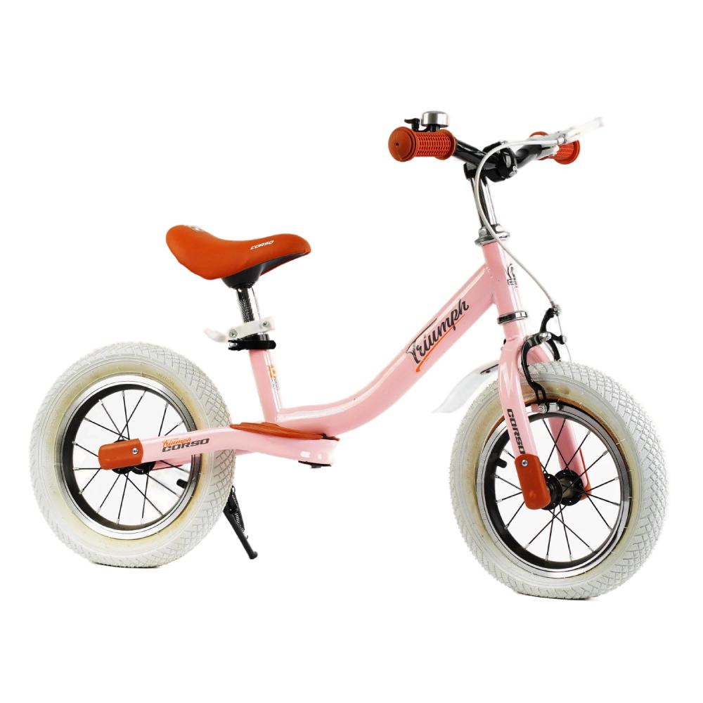 Беговел Corso Triumph 61201 12" с надувными колесами и ручным тормозом Pink (127907)