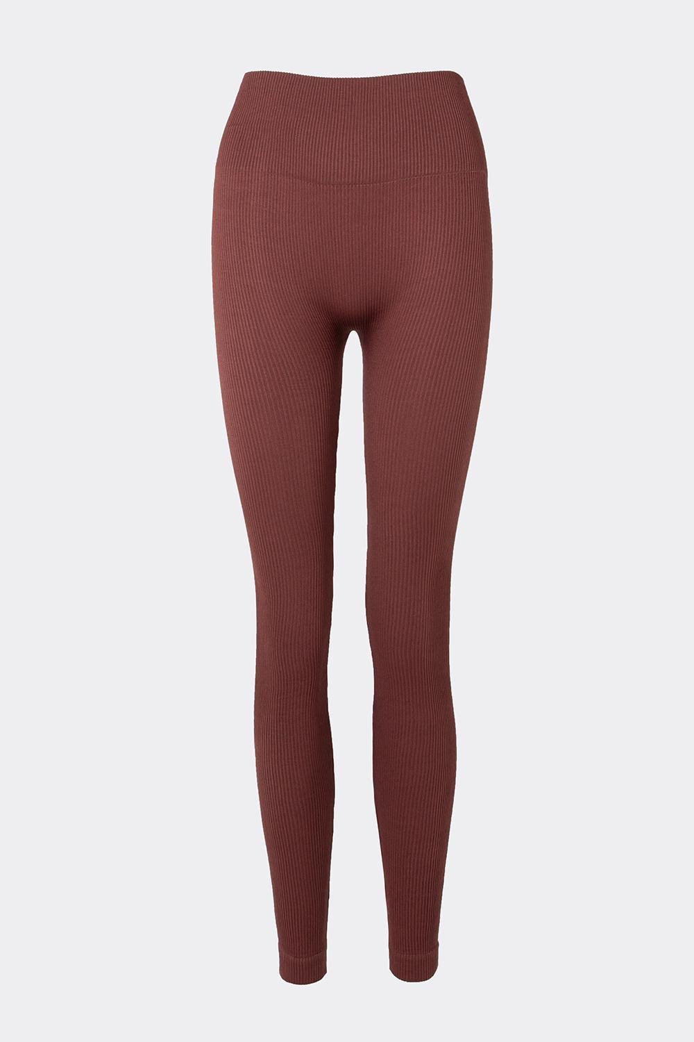 Леггинсы женские бесшовные Giulia FLEXING LEGGINGS POWER в рубчике с моделирующим швом S/M Brown-hot chocolate