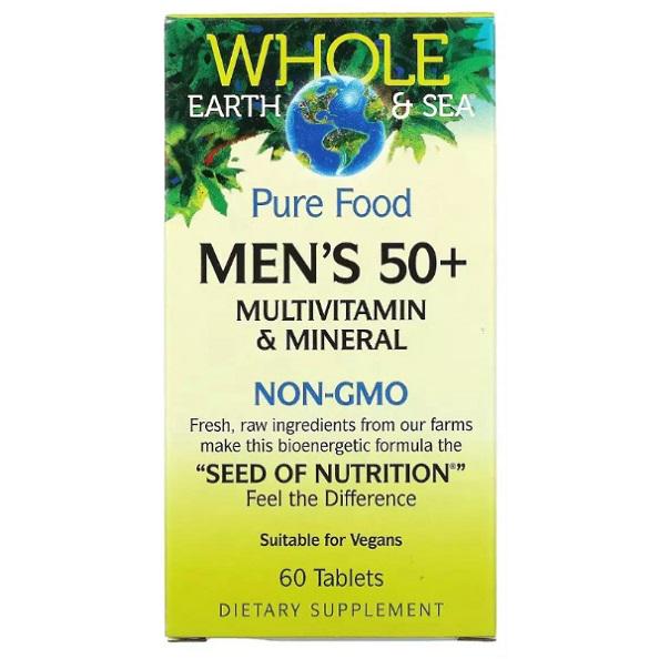 Витаминно-минеральный комплекс для мужчин Natural Factors Whole Earth & Sea Men's 50+ 60 tabs. (000022102)
