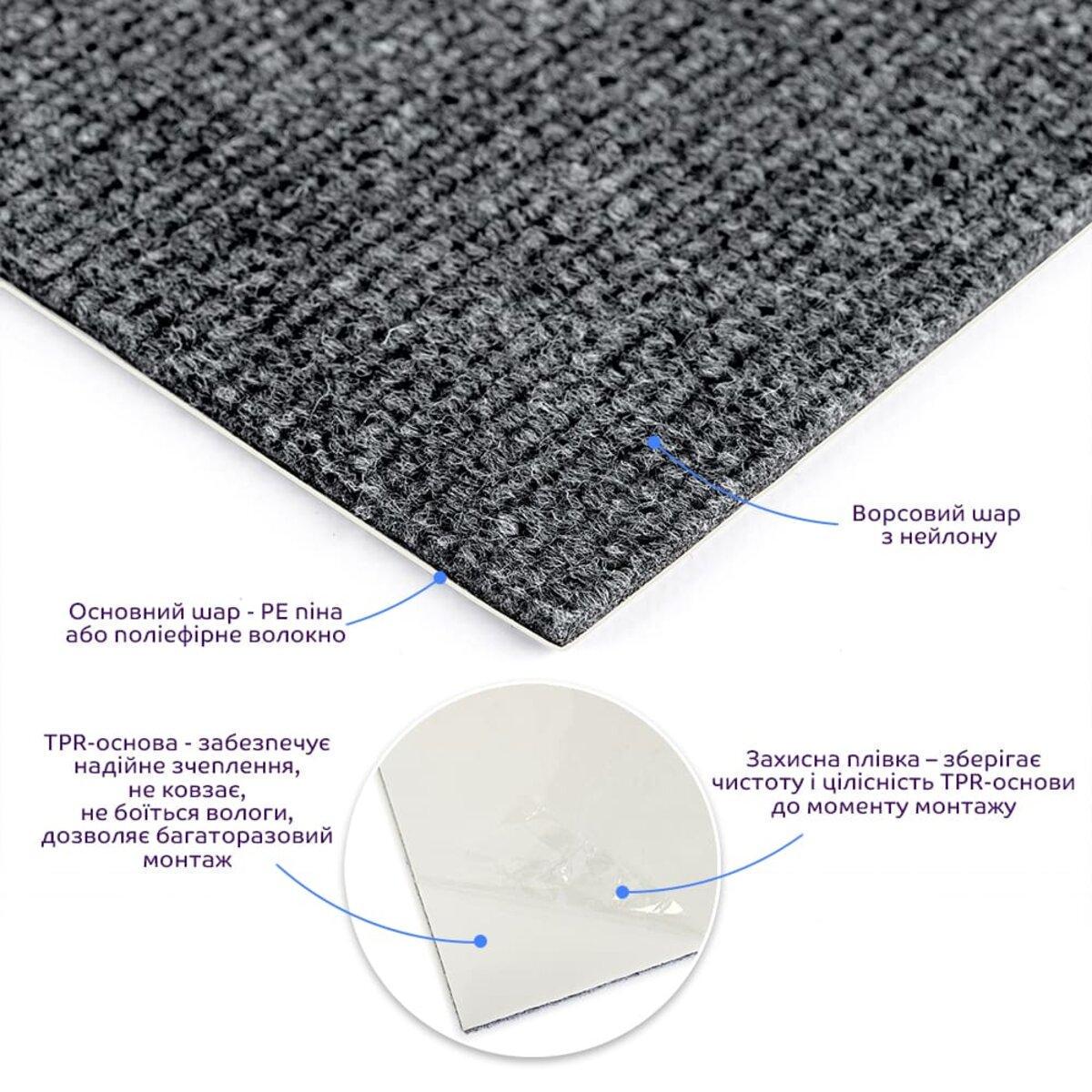 Плитка ковролиновая с TPR основанием 300х300х4 мм Темно-серый (SW-00002801) - фото 2 Плитка ковролиновая с TPR основанием 300х300х4 мм Темно-серый (SW-00002801) - фото 2