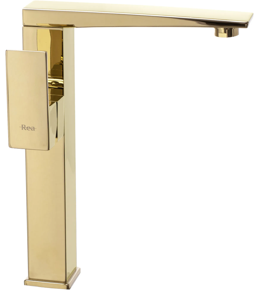 Смеситель для умывальника CUBO REA LEVI GOLD REA-B5137 высокий однорычажный Золотой (147404)