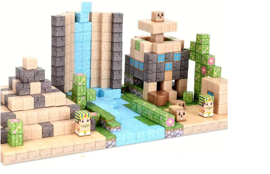 Конструктор магнитный Майнкрафт Египет водопад в пустыне с фараонами 100 дет.