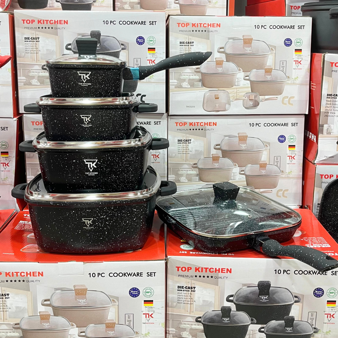 Набір посуду Top Kitchen TK-00205 з гранітним антипригарним покриттям 10 предметів Чорний (2429430491) - фото 3