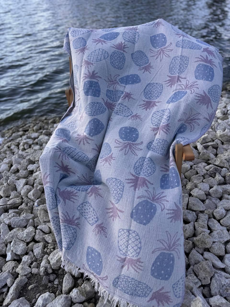 Покрывало хлопковое пештемаль 100х180 см Синий (П4К-AL-peshtamel-003)