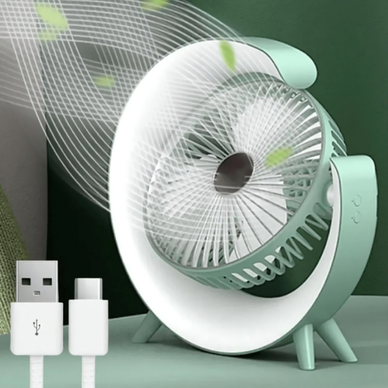 Вентилятор компактный настольный с RGB-подсветкой USB Зеленый (2598228292) - фото 9