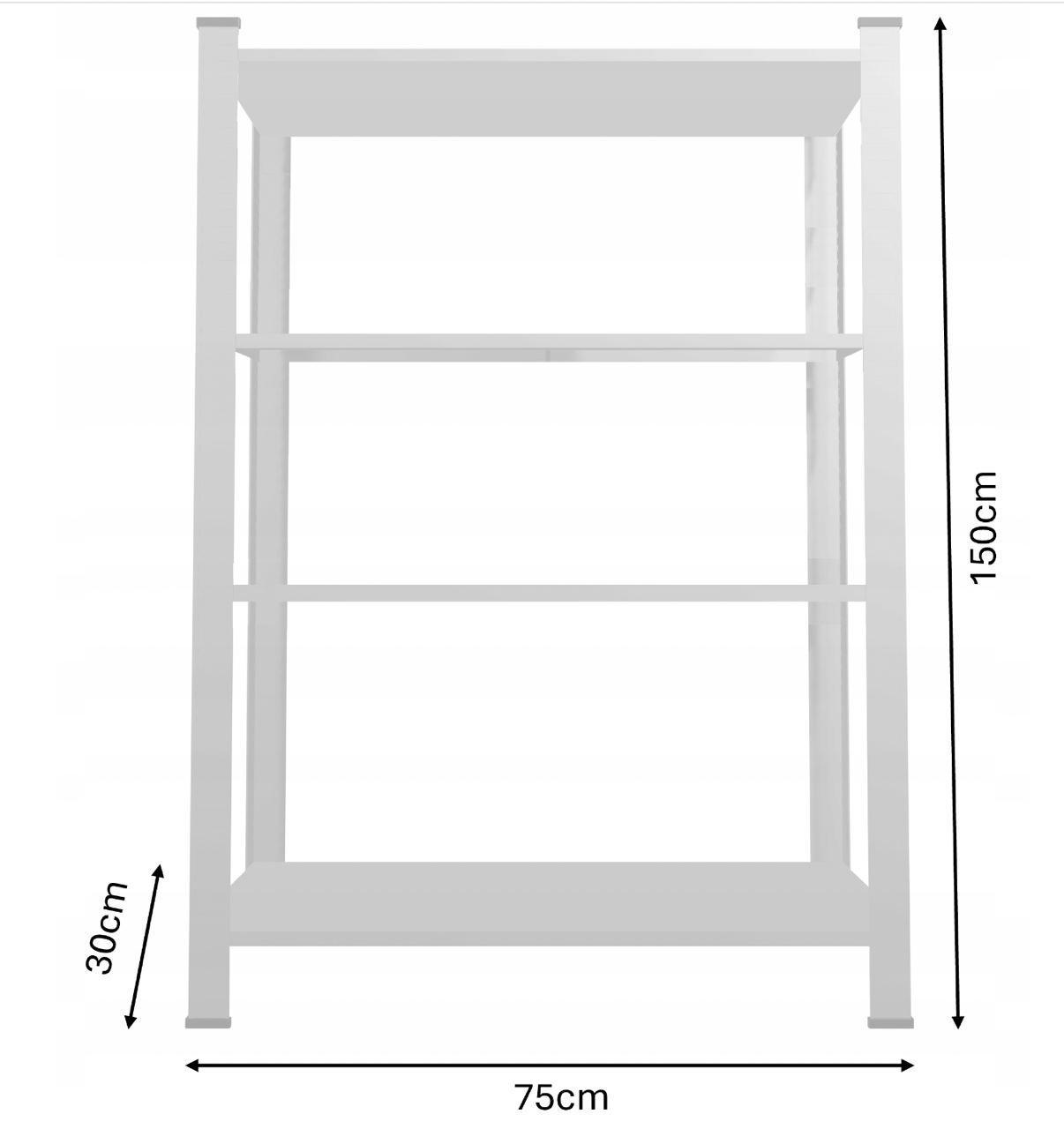 Стелаж металевий 150х75х30 см 4 полиці Сірий (2403092764) - фото 2