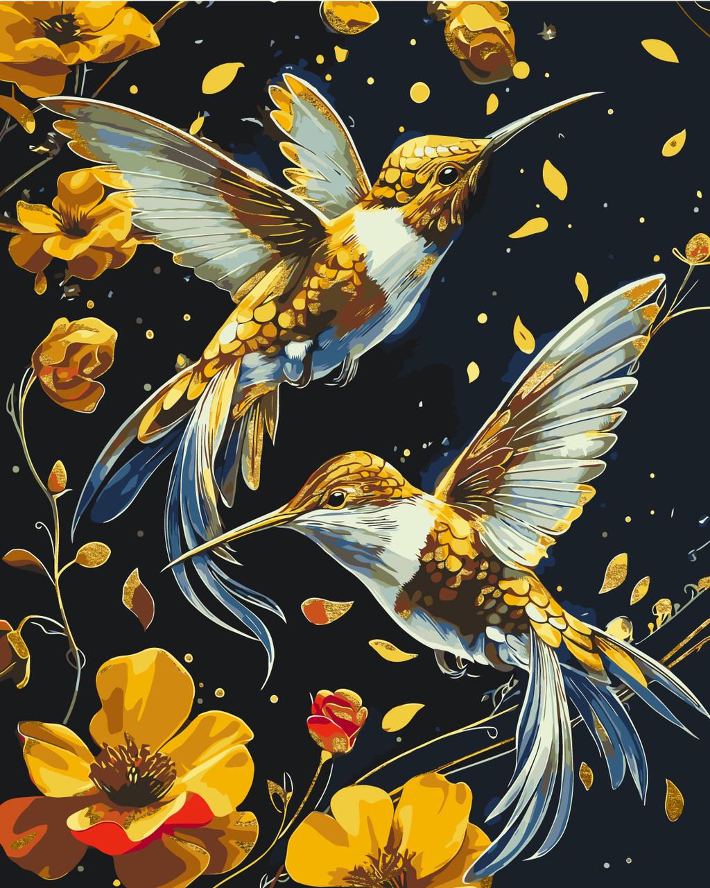 Картина за номерами ORIGAMI Танок птахів калібрі з фарбами металік 40х50 см (LW30759)