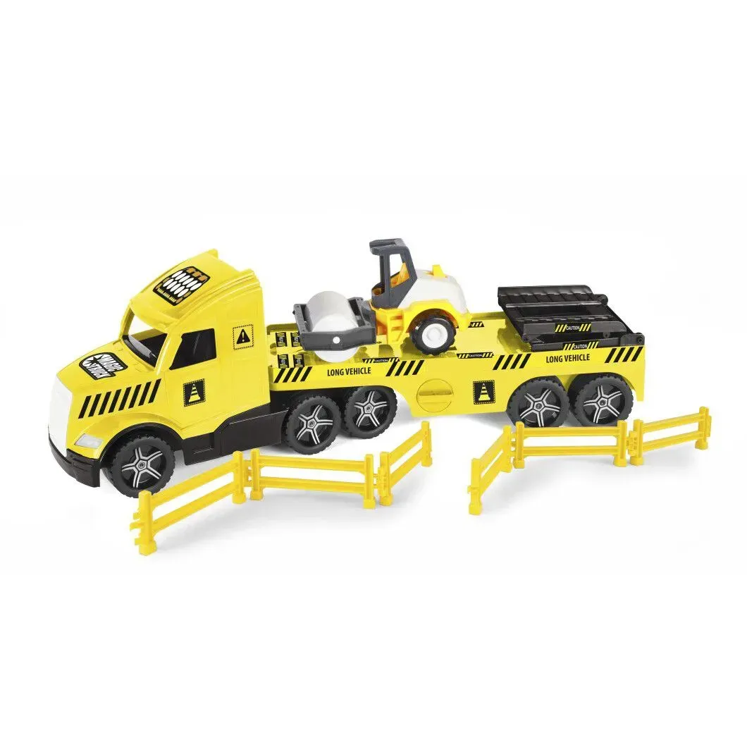 Игрушечный грузовик с катком Magic Truck Technic из полипропилена со световыми эффектами 79 см Желтый (150-98-36450)