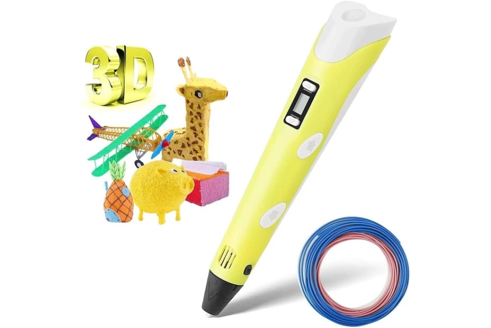 3D-ручка 3DPen с LCD экраном c пластиком и трафаретами Желтый (373847) - фото 2