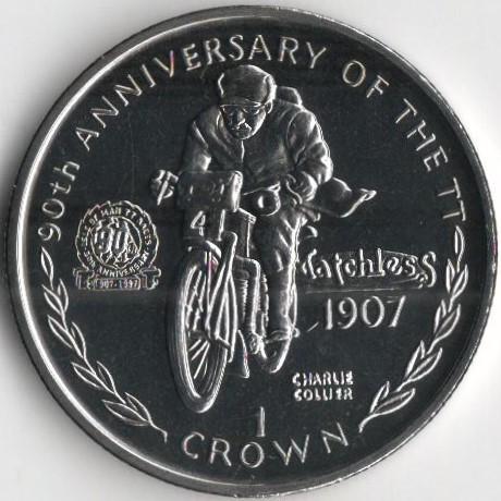 Коллекционная монета Остров Мэн 1 крона 1997 года Мотосерия ТТ Мотоцикл Matchless UNC (KM#782) Коллекционная монета Остров Мэн 1 крона 1997 года Мотосерия ТТ Мотоцикл Matchless UNC (KM#782)