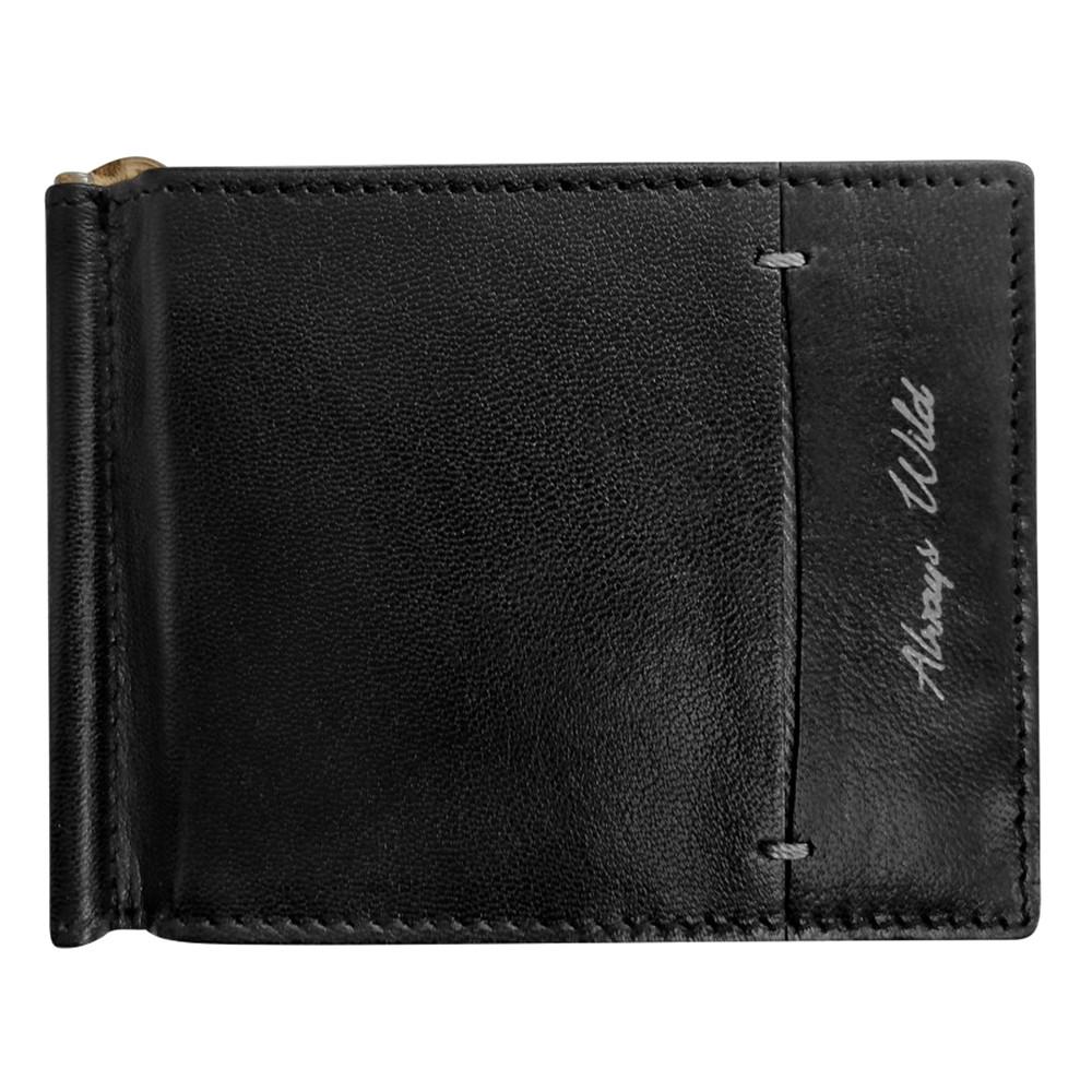 Зажим для денег кожаный Always Wild N55039-WGN Black/Grey