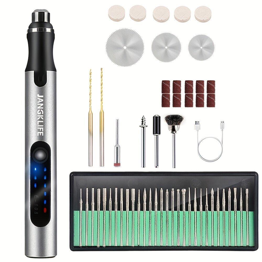 Гравер ручной аккумуляторный Jangklife E-108 с насадками 10W 56 шт. Grey (3_06654) - фото 2 Гравер ручной аккумуляторный Jangklife E-108 с насадками 10W 56 шт. Grey (3_06654) - фото 2