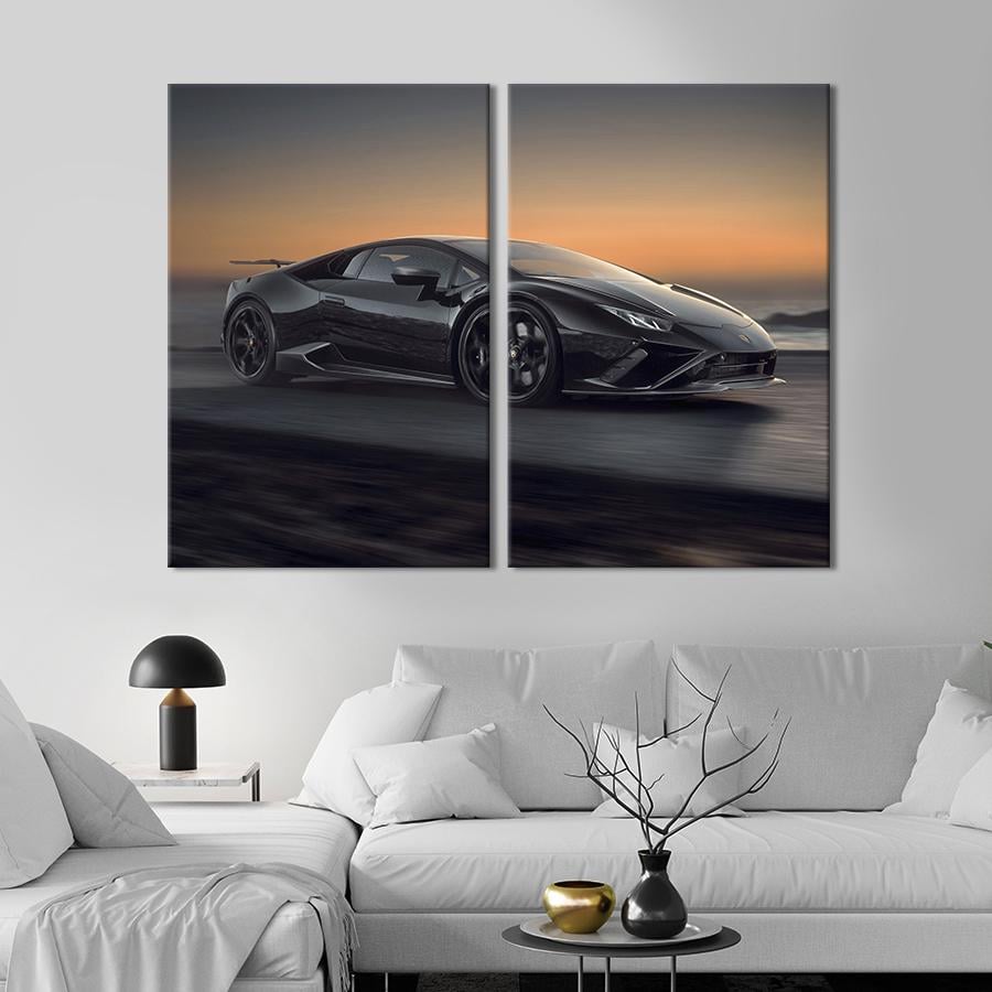 Картина на холсте Lamborghini Huracan EVO на побережье 71x51 см (1371-2)