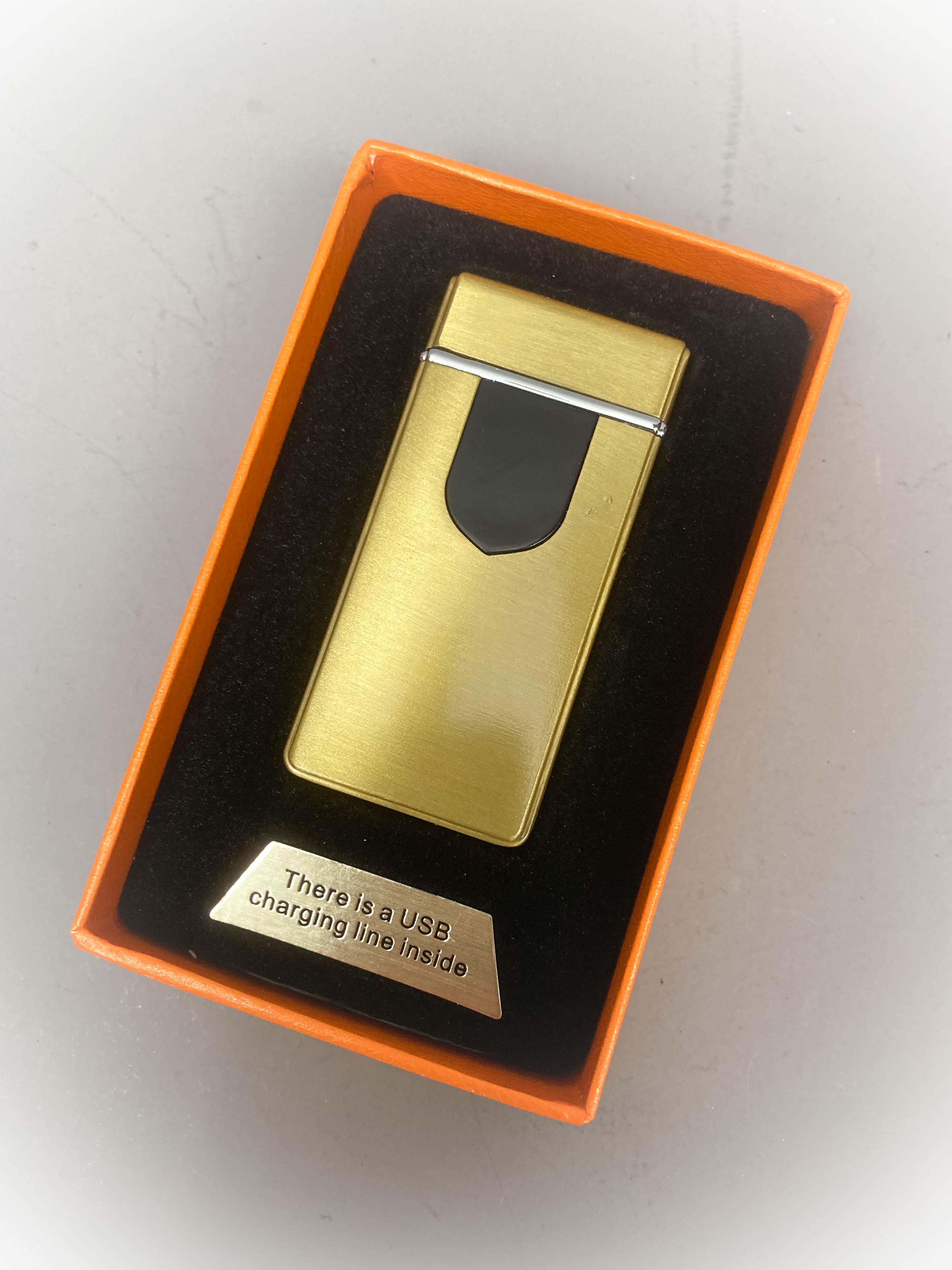 Запальничка електроімпульсна Lighter з підсвічуванням та сенсорною кнопкою Gold (ch00099)