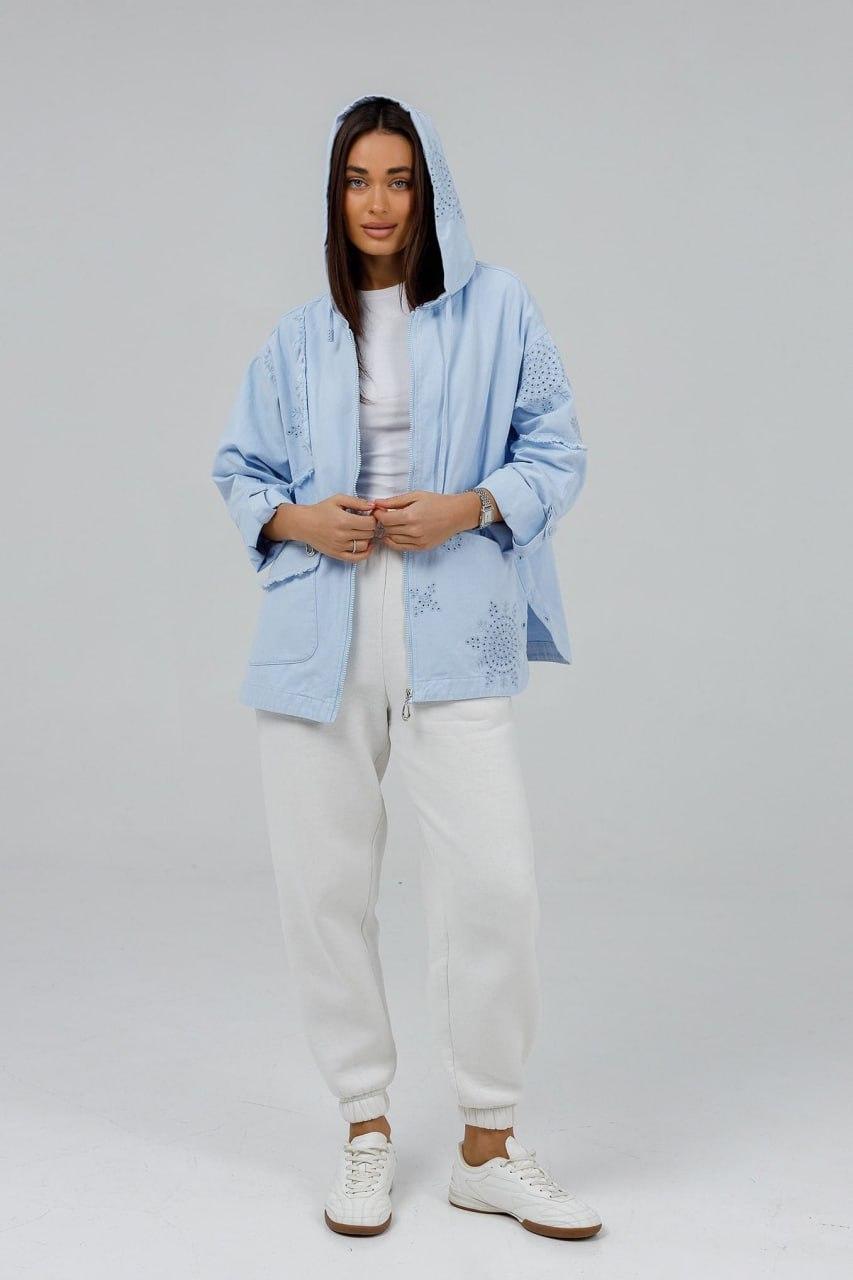 Куртка-ветровка женская котоновая 2XL Голубой (8611b/2XL)