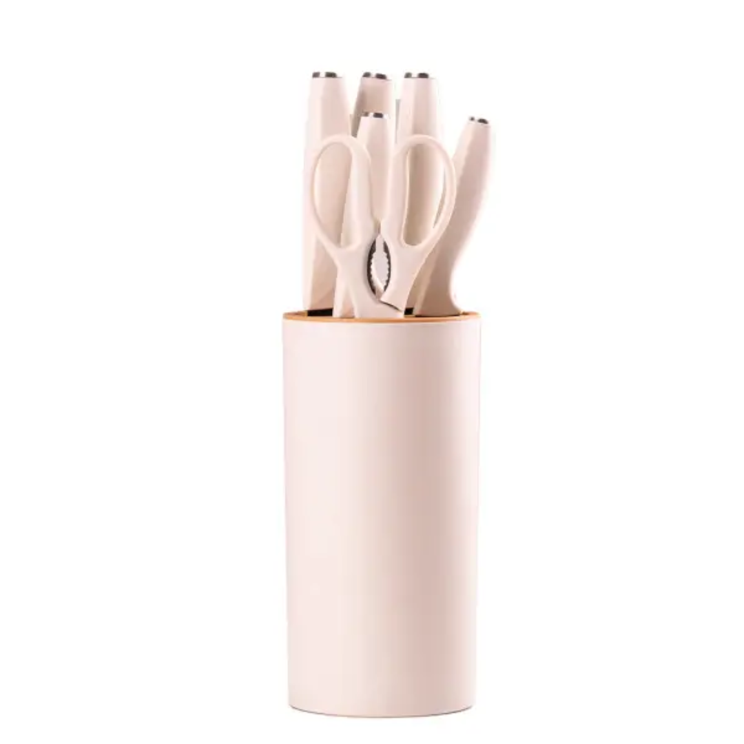 Набор кухонных ножей с подставкой 6 предметов Белый Набор кухонных ножей с подставкой 6 предметов Белый