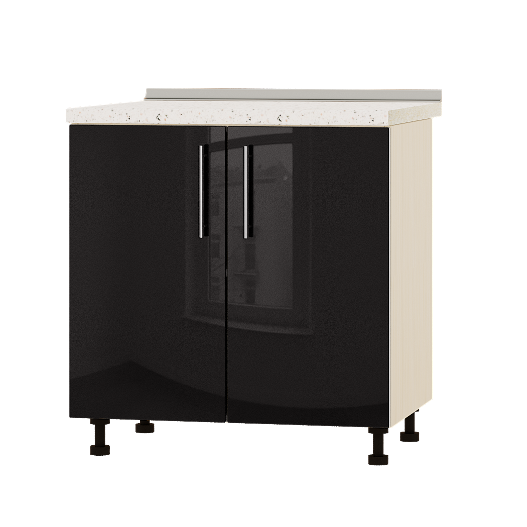 Шкаф нижний Эверест Акрил модуль Низ Н82-800 80х47х85 см Черный глянец/Дуб Молочный (04645)