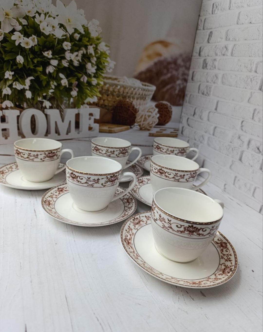 Кофейный сервиз SNT Цветочный орнамент фарфор 100 мл 12 пред. 6 персон (15306-2)