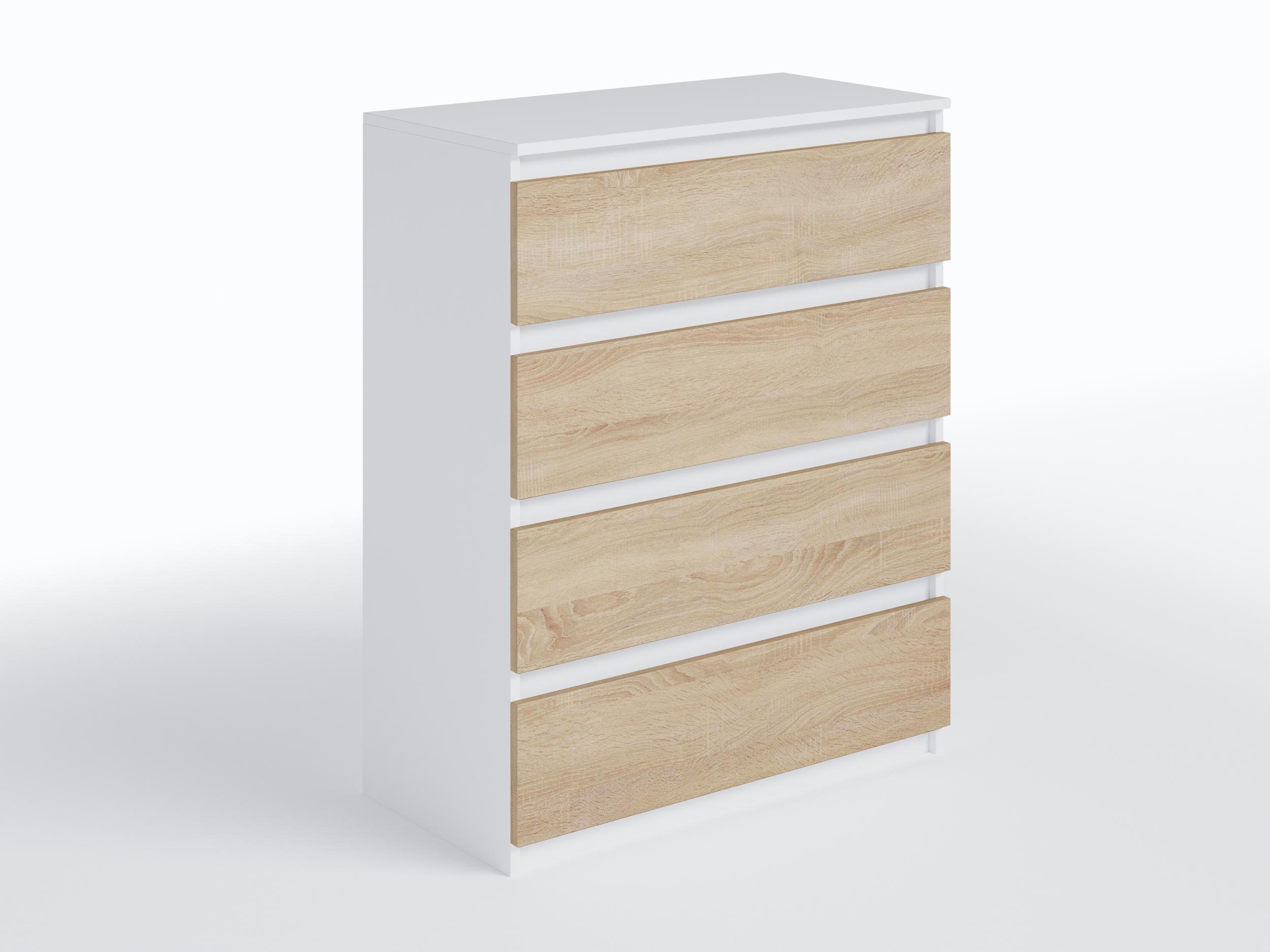 Комод на 4 ящика без ручек FT-215 800х400х1000 мм Белый/Дуб Сонома - фото 2 Комод на 4 ящика без ручек FT-215 800х400х1000 мм Белый/Дуб Сонома - фото 2