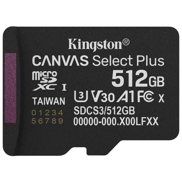 Модуль флеш-пам'яті MicroSDXC 512GB UHS-I Class 10 Kingston Canvas Select Plus R150MB/s SDCS3/512GBSP (3132108242)