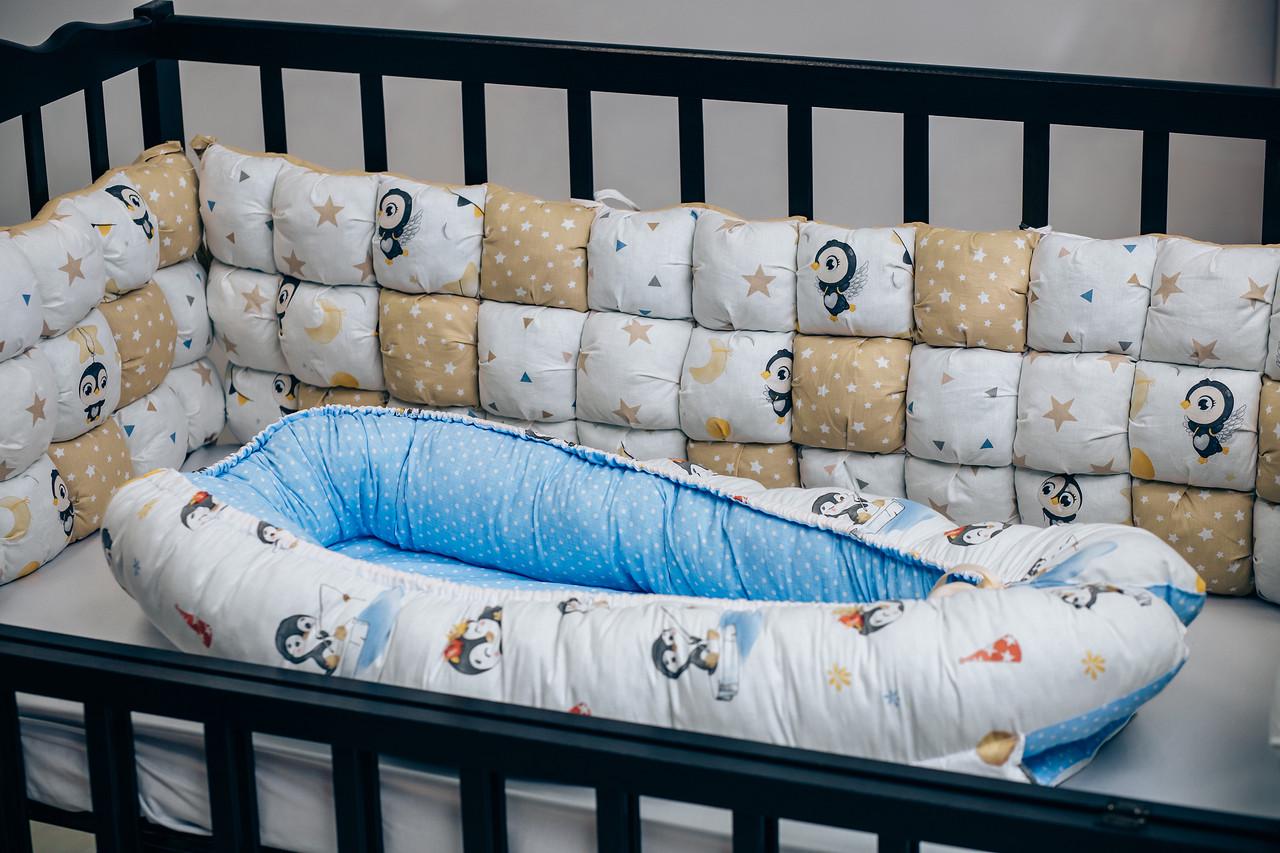 Кокон-гнездо для младенцев Пингвины 90x60 см Белый (1333510049) - фото 2 Кокон-гнездо для младенцев Пингвины 90x60 см Белый (1333510049) - фото 2