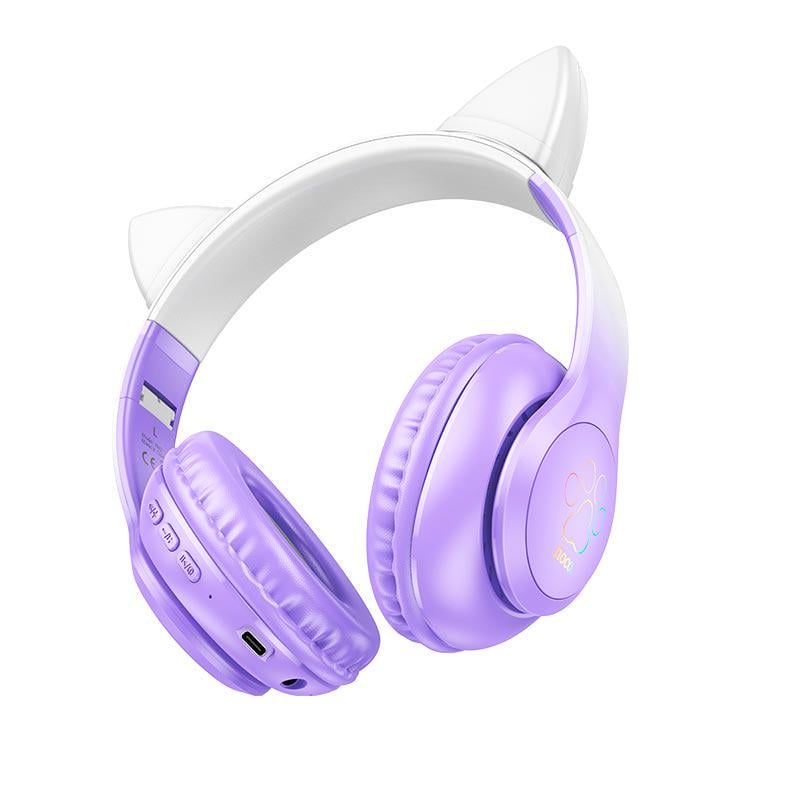 Наушники беспроводные Hoco Cat ears BT W42 BT5.3 AUX/TF 10h Purple grape (574042)